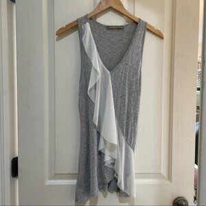 FINN & Clover Tank top Tulle Ruffled Grey & Off White Size medium summer tunic
